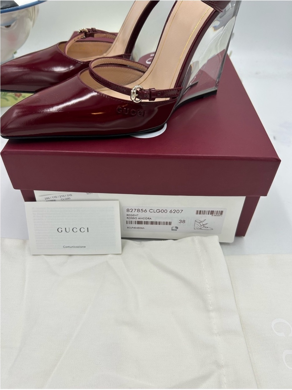 Women’s Gucci Rosso leather wedge mule size 38 made Italy - Picture 7 of 14